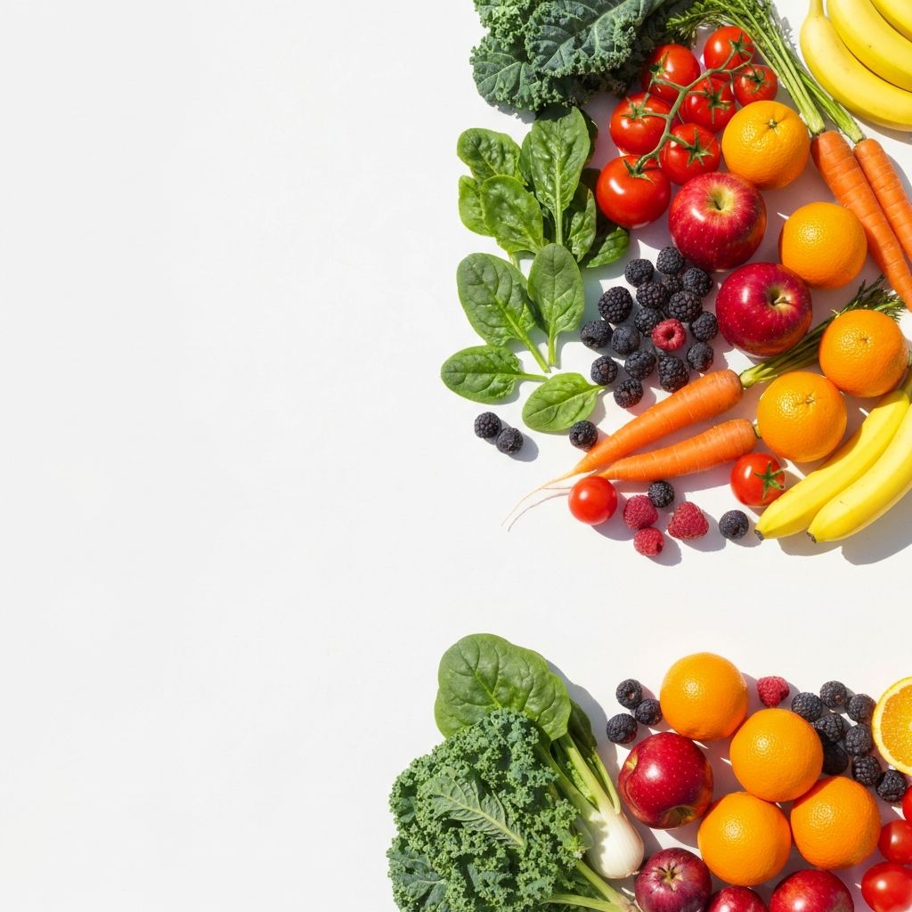 Colorful fresh vegetables and fruits