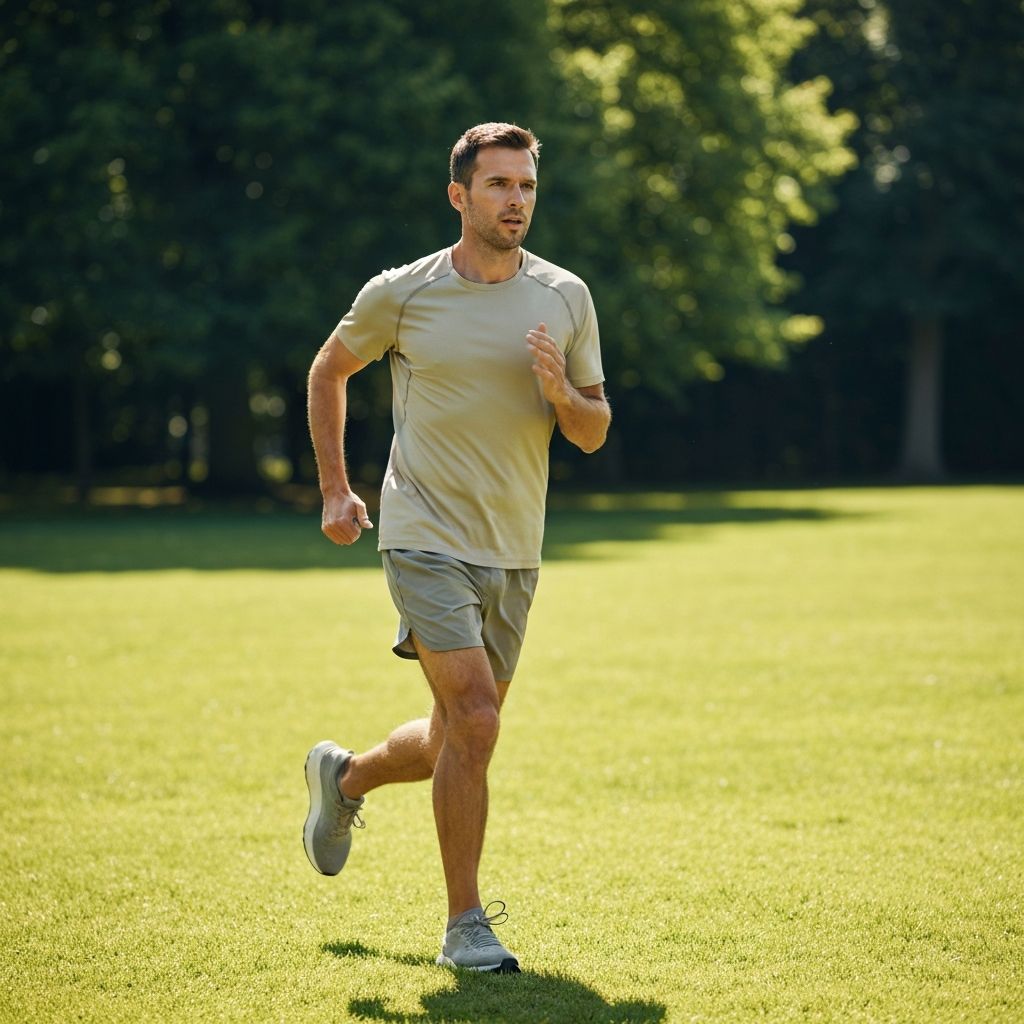 Active man jogging outdoors